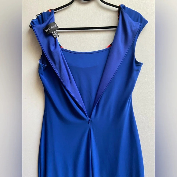 Frank Lyman royal blue multi color  print dress Sz 8 - Picture 3 of 8